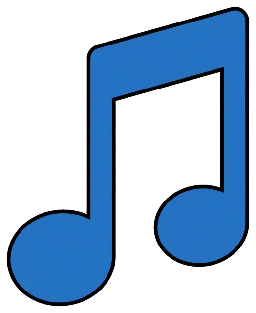 Blue music note symbol on grey background