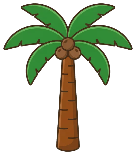 Centered palm tree with coconuts