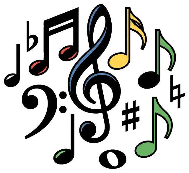 Colorful music notes and symbols collection