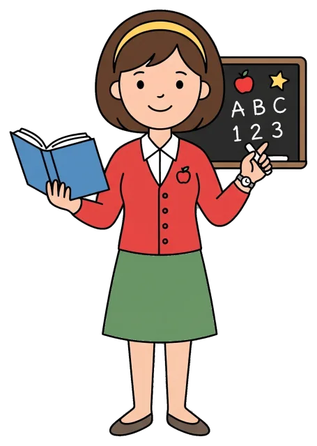 Female Teacher Holding Book and Chalk Near Blackboard