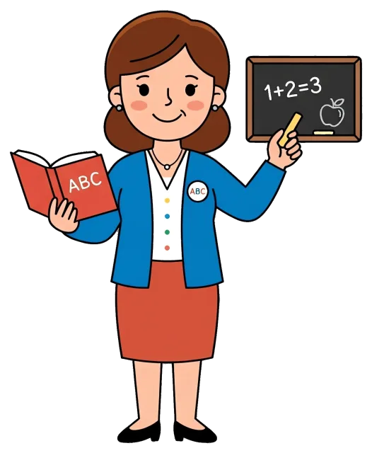 Female Teacher Holding Book and Chalk Near Blackboard