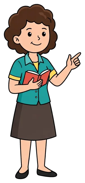 Female Teacher Holding Book and Pointing