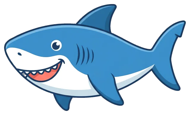 Friendly Cartoon Blue Shark with Big Smile