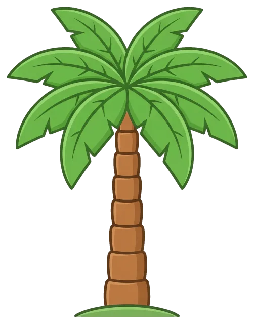 Green Palm Tree with Brown Trunk on Grass