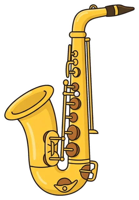 Yellow saxophone musical instrument clipart