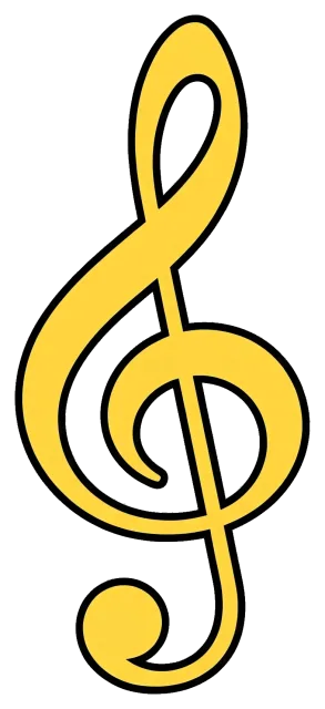 Yellow treble clef music symbol